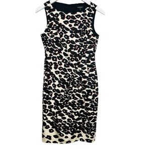 Nanette Lepore leopard animal print sheath dress midi sz 2